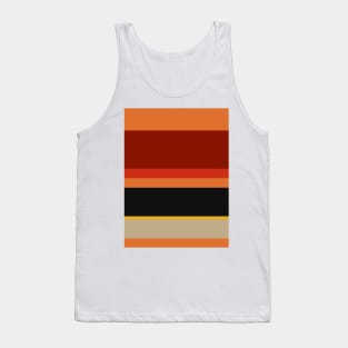 A well-made collection of Police Blue, Ming, Putty, Lanzones, Squash, Brownish Orange, Rusty Red, Brick Red and Chinese Black stripes. Tank Top